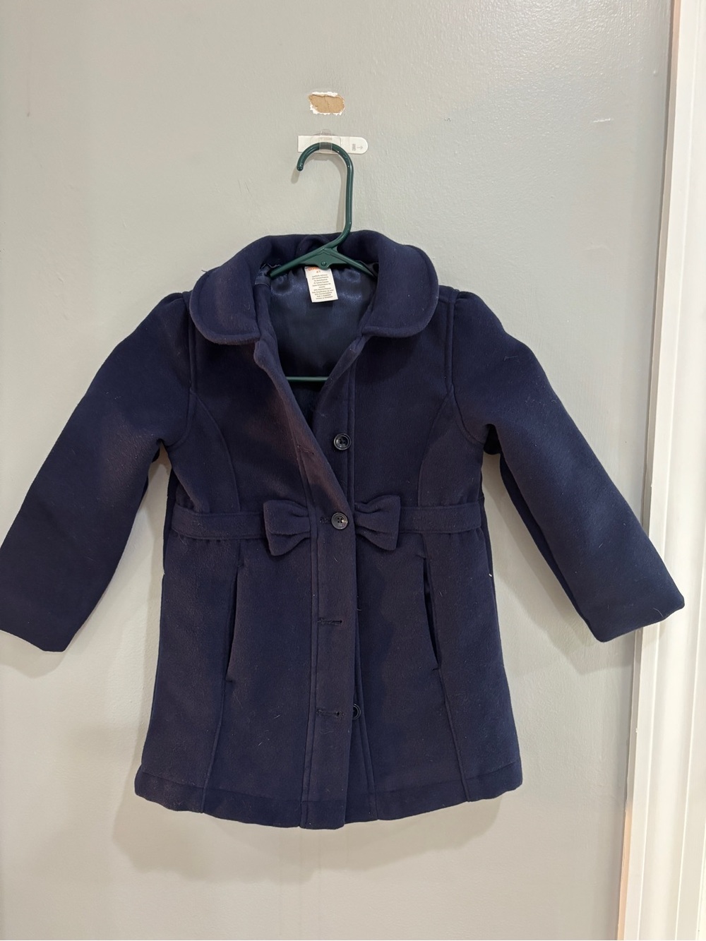 Gymboree Girls Bow Melton Dress Coat - Blue Holiday Dress Coat Pea coat Size 4T - Picture 8 of 8